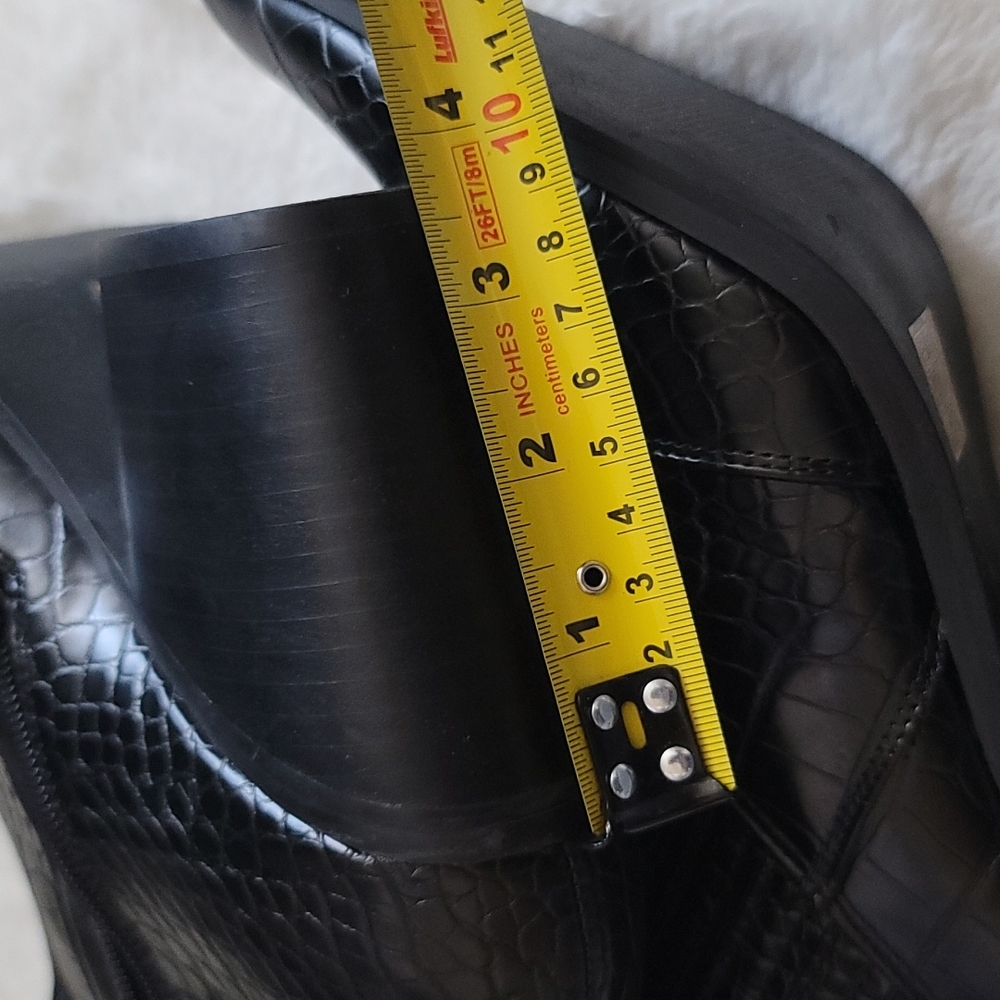 Asos Ankle Heeled Boots Black Croc In Size 9 - Picture 9 of 9